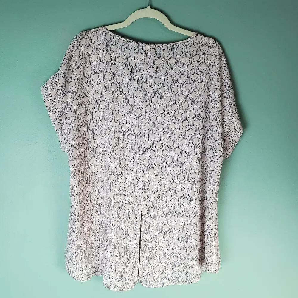 Torrid Womens Nonec Multicolor Geo Print Open Back Georgette Blouse Top Size 1